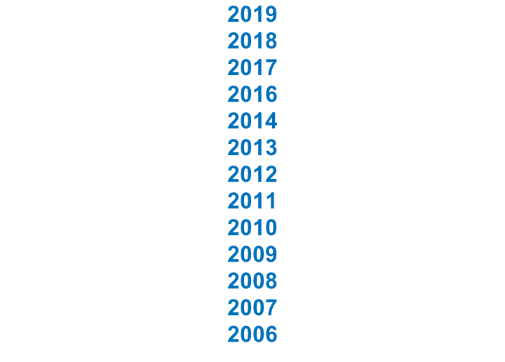 2019 2018 2017 2016 2014 2013 2012 2011 2010 2009 2008 2007 2006